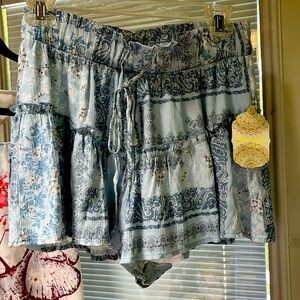 Altar'd State Blue Patterned Women Shorts